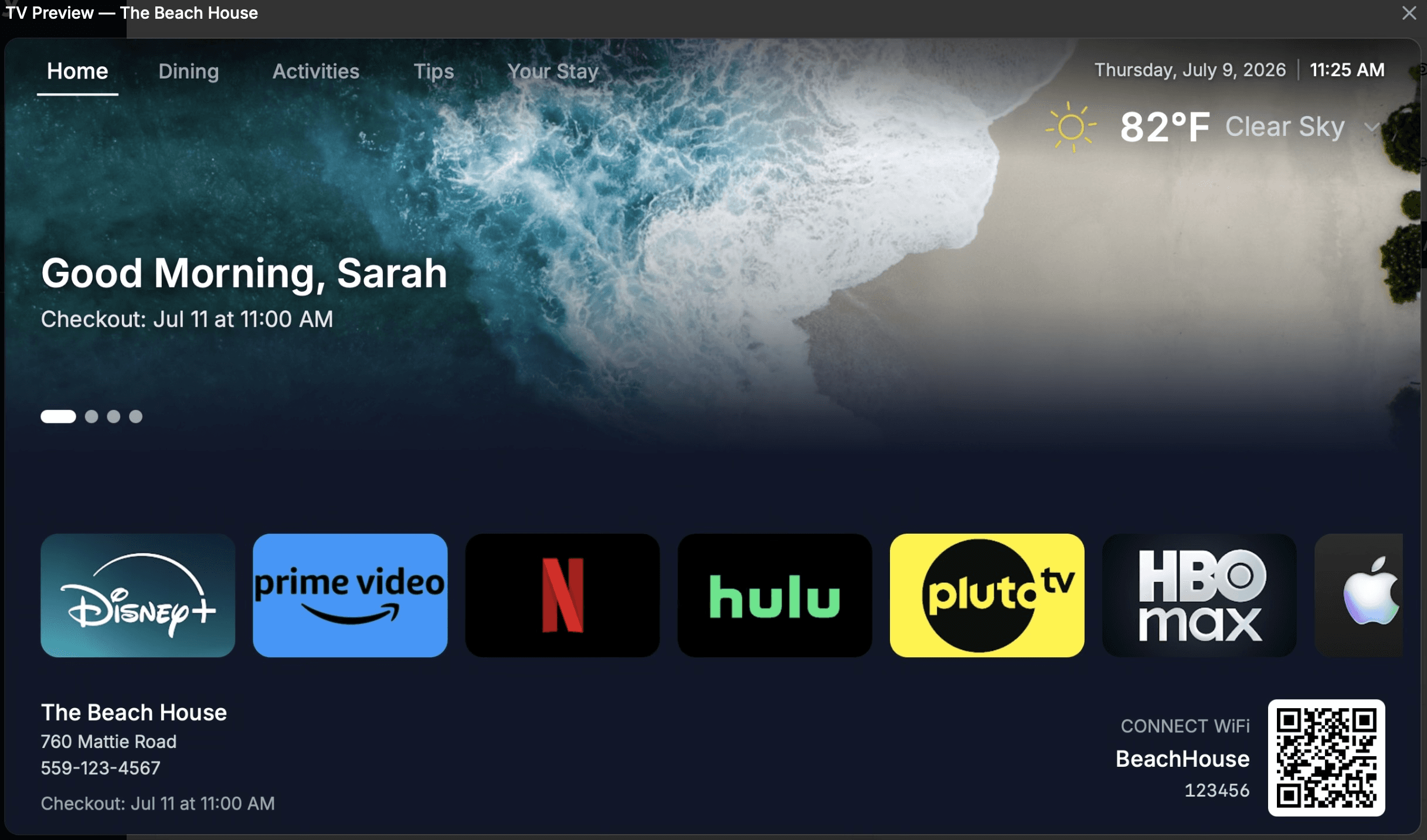 Live TV preview — see the guest dashboard without being at the TV