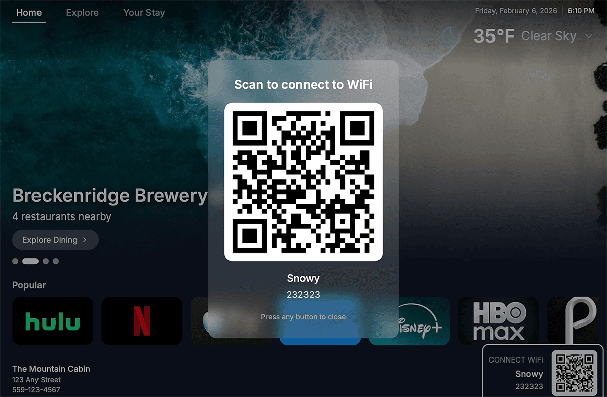 WiFi QR code for instant guest connection